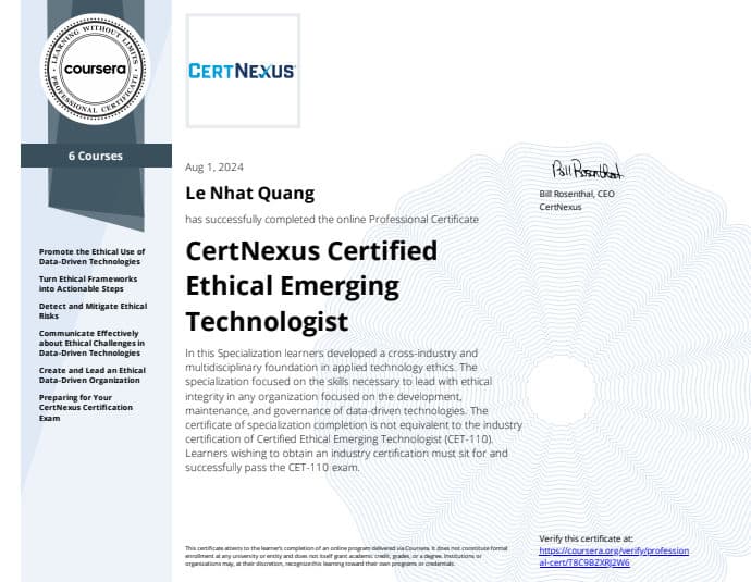 CertNexus Certified Ethical Emerging Technologist