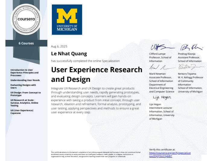 User Experience Research and Design
